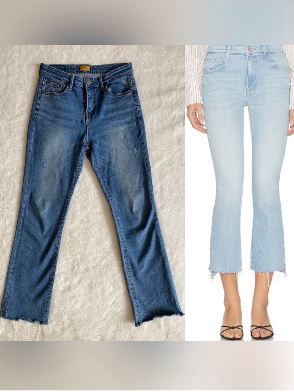 Womens Cropped Ankle Jeans - Dark Blue Wash